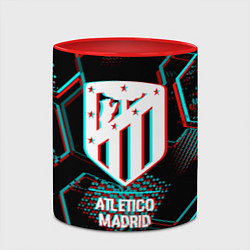 Кружка 3D Atletico Madrid FC в стиле glitch на темном фоне, цвет: 3D-белый + красный — фото 2