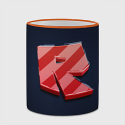 Кружка 3D Roblox red - Роблокс полосатый логотип, цвет: 3D-оранжевый кант — фото 2