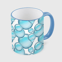 Кружка 3D Стеклянные голубые шарики марблс, цвет: 3D-небесно-голубой кант