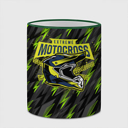 Кружка 3D Шлем Motocross, цвет: 3D-зеленый кант — фото 2