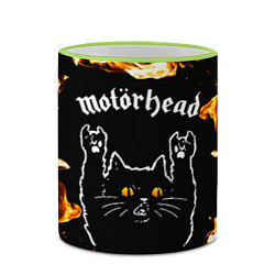 Кружка 3D Motorhead рок кот и огонь, цвет: 3D-светло-зеленый кант — фото 2