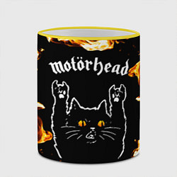 Кружка 3D Motorhead рок кот и огонь, цвет: 3D-желтый кант — фото 2
