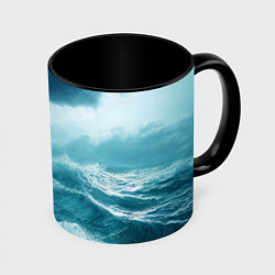 Кружка 3D Буря в море, цвет: 3D-белый + черный