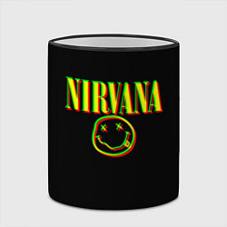 Кружка 3D Nirvana logo glitch, цвет: 3D-черный кант — фото 2
