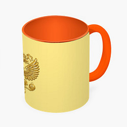 Кружка 3D Герб России - золото, цвет: 3D-белый + оранжевый