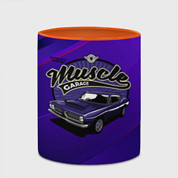 Кружка 3D Muscle garage - фиолетовый ретро-автомобиль, цвет: 3D-белый + оранжевый — фото 2