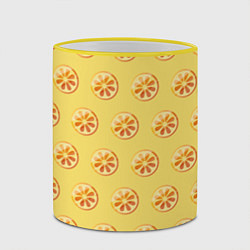 Кружка 3D Апельсин Паттерн - Желтая версия, цвет: 3D-желтый кант — фото 2