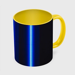 Кружка 3D Неоновое синее свечение, цвет: 3D-белый + желтый