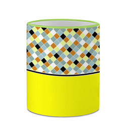 Кружка 3D Желтый неоновый комбинированный узор, цвет: 3D-светло-зеленый кант — фото 2
