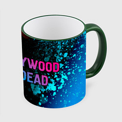 Кружка 3D Hollywood Undead - neon gradient: надпись и символ, цвет: 3D-зеленый кант