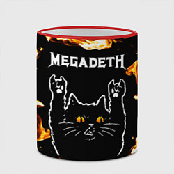 Кружка 3D Megadeth рок кот и огонь, цвет: 3D-красный кант — фото 2