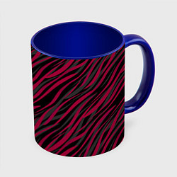Кружка 3D Модный полосатый красно- черный узор Зебра, цвет: 3D-белый + синий