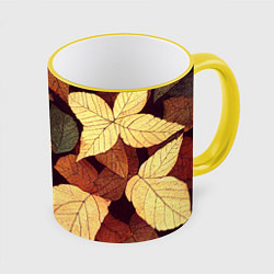 Кружка 3D Листья осени узор, цвет: 3D-желтый кант