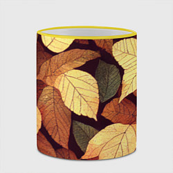 Кружка 3D Листья осени узор, цвет: 3D-желтый кант — фото 2