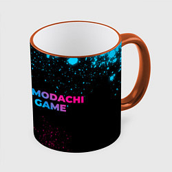Кружка 3D Tomodachi Game - neon gradient: надпись и символ, цвет: 3D-оранжевый кант