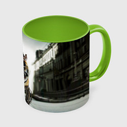 Кружка 3D Кибернетический тигр, цвет: 3D-белый + светло-зеленый