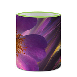 Кружка 3D Фиолетовый цветок светящийся, цвет: 3D-светло-зеленый кант — фото 2