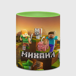 Кружка 3D Михаил Minecraft, цвет: 3D-белый + светло-зеленый — фото 2