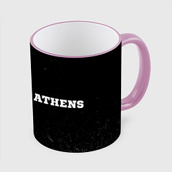 Кружка 3D AEK Athens sport на темном фоне: надпись и символ, цвет: 3D-розовый кант