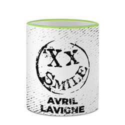 Кружка 3D Avril Lavigne с потертостями на светлом фоне, цвет: 3D-светло-зеленый кант — фото 2