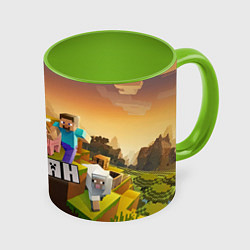 Кружка 3D Роман Minecraft, цвет: 3D-белый + светло-зеленый