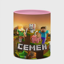 Кружка 3D Семен Minecraft, цвет: 3D-белый + розовый — фото 2