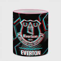 Кружка 3D Everton FC в стиле glitch на темном фоне, цвет: 3D-розовый кант — фото 2
