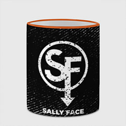 Кружка 3D Sally Face с потертостями на темном фоне, цвет: 3D-оранжевый кант — фото 2