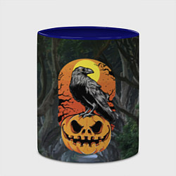 Кружка 3D Ворон, сидящий на тыкве - Halloween, цвет: 3D-белый + синий — фото 2