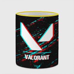 Кружка 3D Valorant в стиле glitch и баги графики на темном ф, цвет: 3D-желтый кант — фото 2