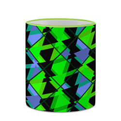 Кружка 3D Абстрактные узор из геометрических фигур в зеленых, цвет: 3D-светло-зеленый кант — фото 2