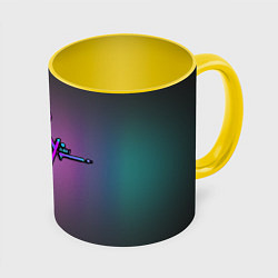 Кружка 3D Stray logo neon, цвет: 3D-белый + желтый