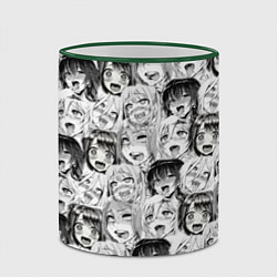 Кружка 3D Разные девушки Ахегао, цвет: 3D-зеленый кант — фото 2
