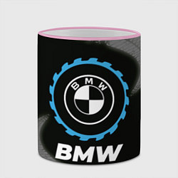 Кружка 3D BMW в стиле Top Gear со следами шин на фоне, цвет: 3D-розовый кант — фото 2
