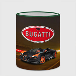 Кружка 3D Bugatti на ночной дороге, цвет: 3D-зеленый кант — фото 2