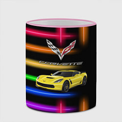 Кружка 3D Chevrolet Corvette - гоночная команда - Motorsport, цвет: 3D-розовый кант — фото 2