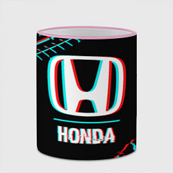 Кружка 3D Значок Honda в стиле glitch на темном фоне, цвет: 3D-розовый кант — фото 2
