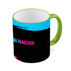 Кружка 3D Tomb Raider - neon gradient: надпись и символ, цвет: 3D-светло-зеленый кант