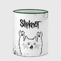 Кружка 3D Slipknot рок кот на светлом фоне, цвет: 3D-зеленый кант — фото 2