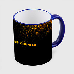 Кружка 3D Hunter x Hunter - gold gradient: надпись и символ, цвет: 3D-синий кант