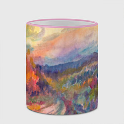 Кружка 3D Осенний пейзаж акварель, цвет: 3D-розовый кант — фото 2