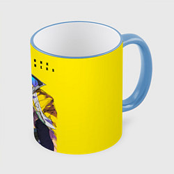 Кружка 3D Взрослый Дэвид - Киберпанк аниме, цвет: 3D-небесно-голубой кант