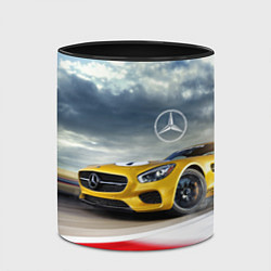 Кружка 3D Mercedes AMG V8 Biturbo на трассе, цвет: 3D-белый + черный — фото 2
