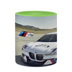 Кружка 3D Спортивная бэха на гоночной трассе, цвет: 3D-белый + светло-зеленый — фото 2