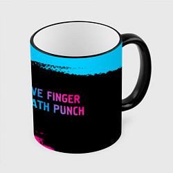 Кружка 3D Five Finger Death Punch - neon gradient: надпись и, цвет: 3D-черный кант