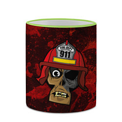 Кружка 3D Череп пожарного, цвет: 3D-светло-зеленый кант — фото 2