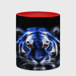Кружка 3D Синий неоновый тигр, цвет: 3D-белый + красный — фото 2
