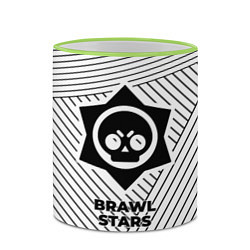 Кружка 3D Символ Brawl Stars на светлом фоне с полосами, цвет: 3D-светло-зеленый кант — фото 2
