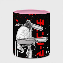 Кружка 3D Человек бензопила - Манга, цвет: 3D-белый + розовый — фото 2