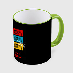 Кружка 3D Взгляд Макимы - Человек бензопила, цвет: 3D-светло-зеленый кант